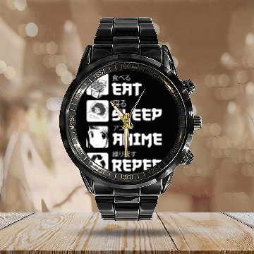 Discover Awesome Anime Eat Sleep Anime Repeat Teenager Calendar Steel Band Watch