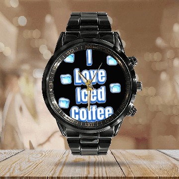 Discover I Love Iced Coffee Calendar Steel Band Watch