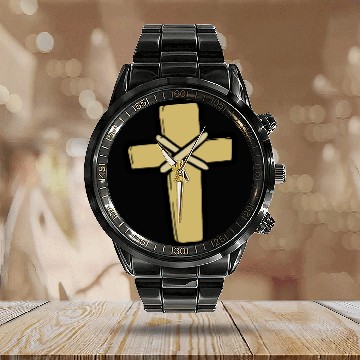 Discover Cross / Christian cross Calendar Steel Band Watch