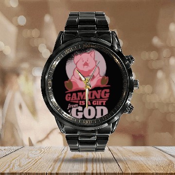 Discover Pig animal piglet farm funny gift Calendar Steel Band Watch