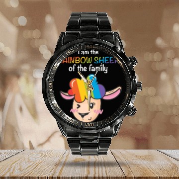 Discover I Am The Rainbow Sheep Family LGBT Sheep Calendar Steel Band Watch