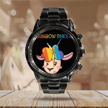 Discover I Am The Rainbow Sheep Family LGBT Sheep Calendar Steel Band Watch
