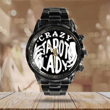 Discover Divination Crazy Tarot Lady Crystal Ball Tarot Calendar Steel Band Watch