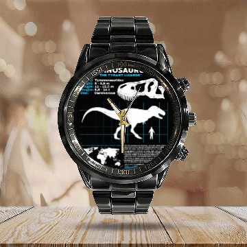 Discover Tyrannosaurus Rex fact sheet Calendar Steel Band Watch