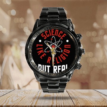 Discover Science Like Religion But Real Atheism Humanist Calendar Steel Band Watch