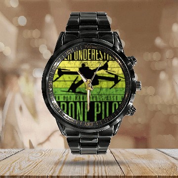 Discover Never Underestimate An Old Man Drone Pilot Quadco Calendar Steel Band Watch