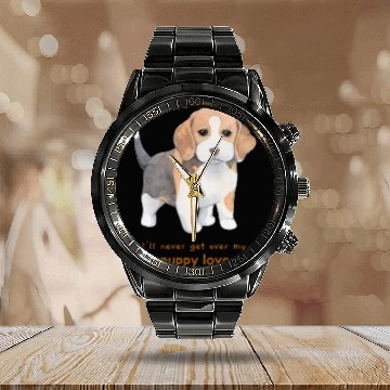 Discover I'll Never Get over my Puppy Love. Adorable Beagle Calendar Steel Band Watch