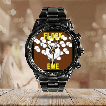 Discover Flock Ewe Sarcastic Snarky Sassy Cute Sheep Animal Calendar Steel Band Watch