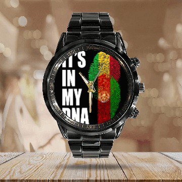 Discover Malian And Afghanistan Mix Heritage DNA Flag Calendar Steel Band Watch
