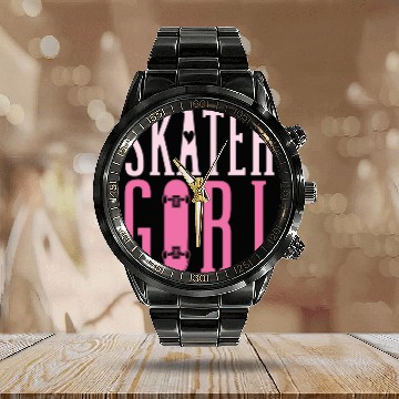 Discover Skater Girl Skateboarder Funny Skateboard Calendar Steel Band Watch