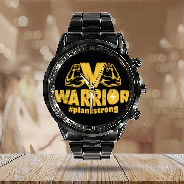 Discover V Warriors vegans #plantstrong Calendar Steel Band Watch
