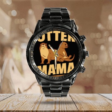 Discover Otter Mama Sea Otters Calendar Steel Band Watch