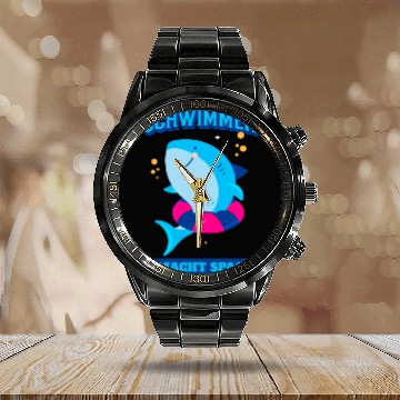 Discover Learn To Swim Swimming Is Fun Calendar Steel Band Watch