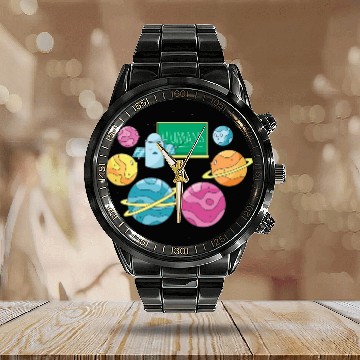 Discover Humans Planets Funny School Learning Humans Planet Calendar Steel Band Watch