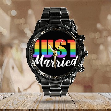 Discover Just Married LGBTQ LGBTQ Gift Calendar Steel Band Watch