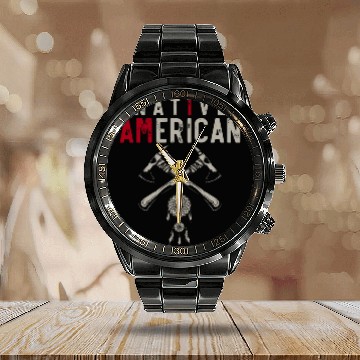 Discover Native American Axe Traditional Dreamcatcher Feath Calendar Steel Band Watch