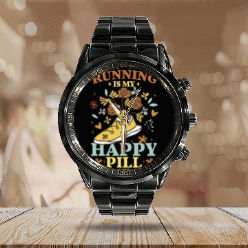 Discover Run jogging sport race training gift Calendar Steel Band Watch