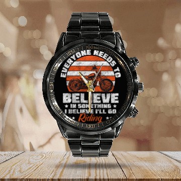 Discover Biker Racing Motocross Calendar Steel Band Watch
