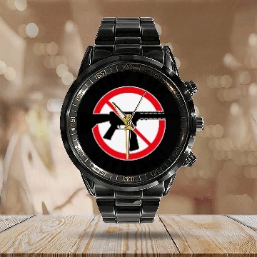 Discover Stop The Killing! (Gun Reform / No Weapons / 3C) Calendar Steel Band Watch