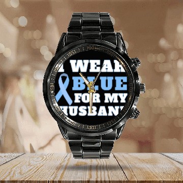 Discover I Wear Blue For My Husband Prostate Cancer Awarene Calendar Steel Band Watch