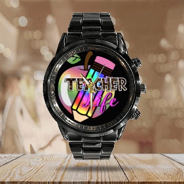 Discover Teacher, Teacher Life Calendar Steel Band Watch