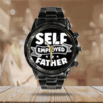 Discover Self Employed Father Freelancer Work Boss Job Calendar Steel Band Watch