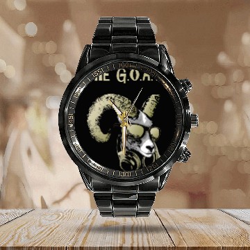 Discover The Goat Cool Cool and Funny Music Animal with Calendar Steel Band Watch