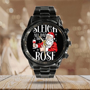 Discover Christmas Sleigh All Day Then Rose Funny Santa Calendar Steel Band Watch