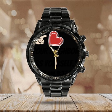 Discover You must love your neighbor as yourself design. Calendar Steel Band Watch