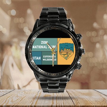 Discover Zion National Park Calendar Steel Band Watch