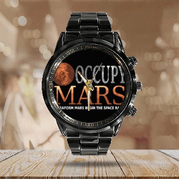 Discover Occupy Mars Terraforming Space Race Calendar Steel Band Watch