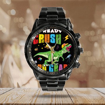 Discover I'm Ready To Crush 2nd Grade Calendar Steel Band Watch Funny T rex