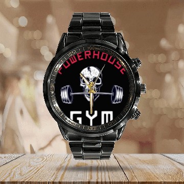 Discover Powerhouse Gym - Bodybuilding Workout Saying Calendar Steel Band Watch