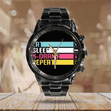 Discover eat sleep kpop, k pop music, korean pop music Calendar Steel Band Watch