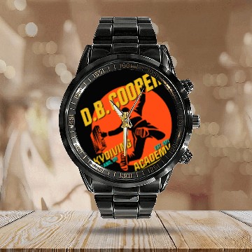 Discover DB Cooper Skydiving Academy Calendar Steel Band Watch
