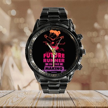 Discover Run jogging sport race training gift Calendar Steel Band Watch