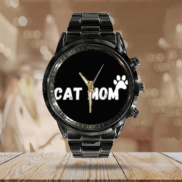 Discover Cat Mom Funny design Classic Calendar Steel Band Watch