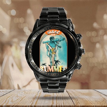 Discover Aimed for summer. Calendar Steel Band Watch