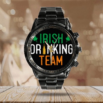 Discover Irish drinking team Calendar Steel Band Watch
