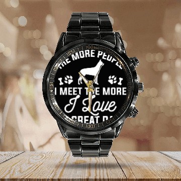 Discover I Love My Great Dane Calendar Steel Band Watch