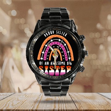 Discover Proud Sister Awesome Big Sister Lesbian Calendar Steel Band Watch