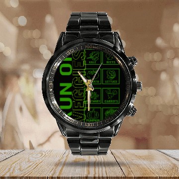 Discover Vegetables Calendar Steel Band Watch, Runs On Veggies Names Vegetable