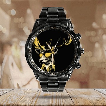 Discover Deer DJ Bling Cool Funny Music Animal With Calendar Steel Band Watch