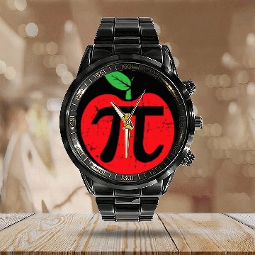 Discover Pi Day Apple Pie Pun 3 14 Cute Math Lover Teacher Calendar Steel Band Watch