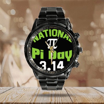 Discover National Pi Day Calendar Steel Band Watch March 14 3 14 Math Number
