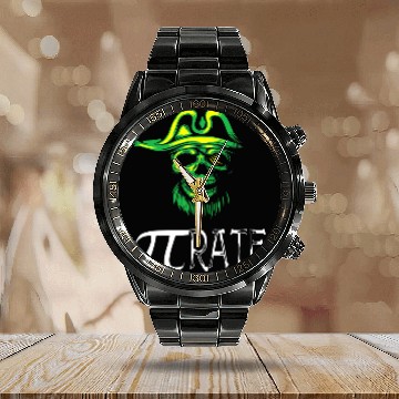Discover Pi Day 3 14 PIrate Pi Rate Skull Pie Math Geeks Calendar Steel Band Watch