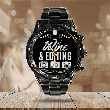 Discover Photographer Wine & Editing Photography Camera Calendar Steel Band Watch