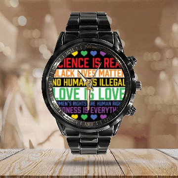 Discover LBGT Flag Gay Pride Human Science is Real Calendar Steel Band Watch