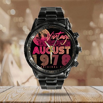 Discover Retro 1978 In August Calendar Steel Band Watch