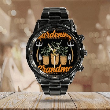 Discover Gardening Grandma Gardener Garden Granny Calendar Steel Band Watch